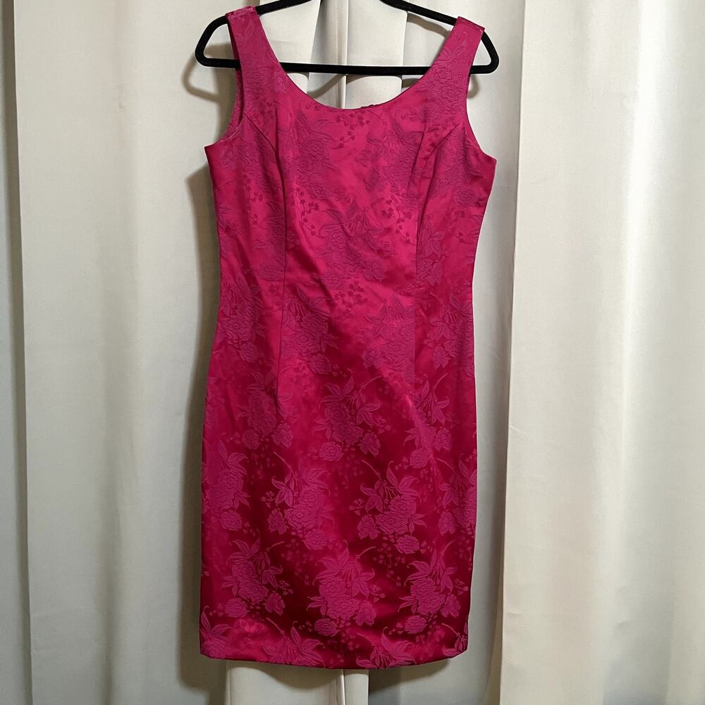 Scott McClintock Vintage Magenta Pink Brocade Floral Sheath Dress